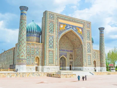 The Registan Square is the best place to discover the old Uzbek architecture and to enjoy the great mosaic decorations, Samarkand, Uzbekistan shutterstock_322267961